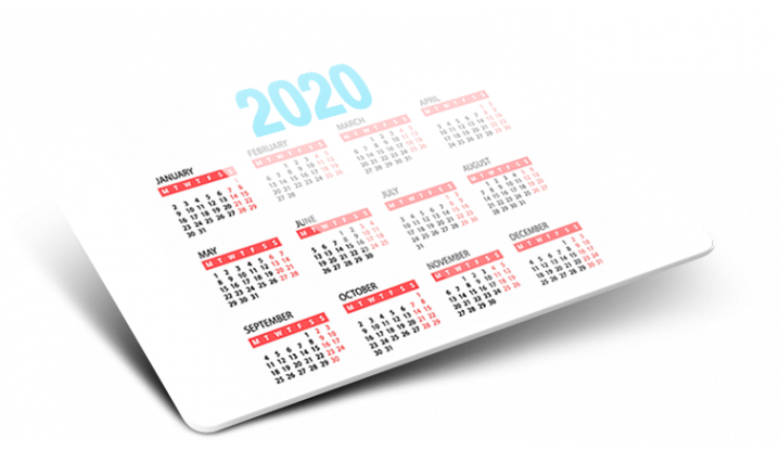 Calendario tascabile personalizzato 2020