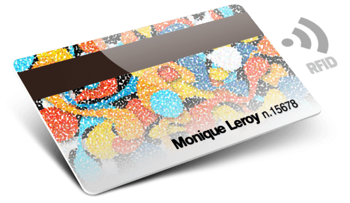 Cartes PVC avec RFID avec piste magnétique + numérotation + noms et prénom